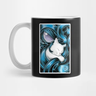 Cthulhu And White Cat Friend - White Outlined Version Mug